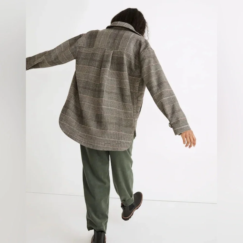 Madewell Cohancy Plaid Bonded Flannel Shirt-Jacket Gray Size Large